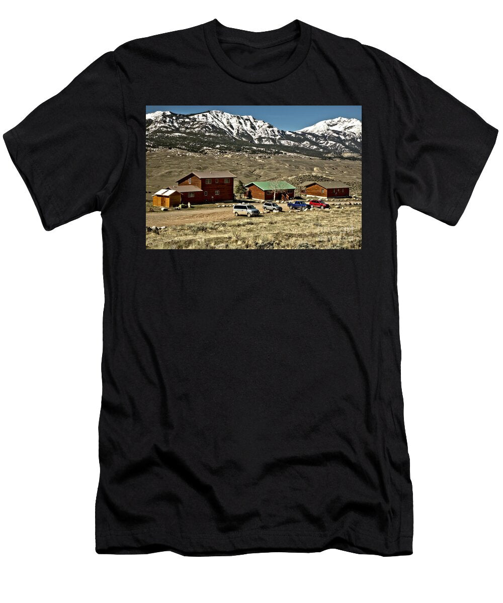 Snow Caps Behind the Yellowstone Forever Campus Adam Jewell T-Shirt