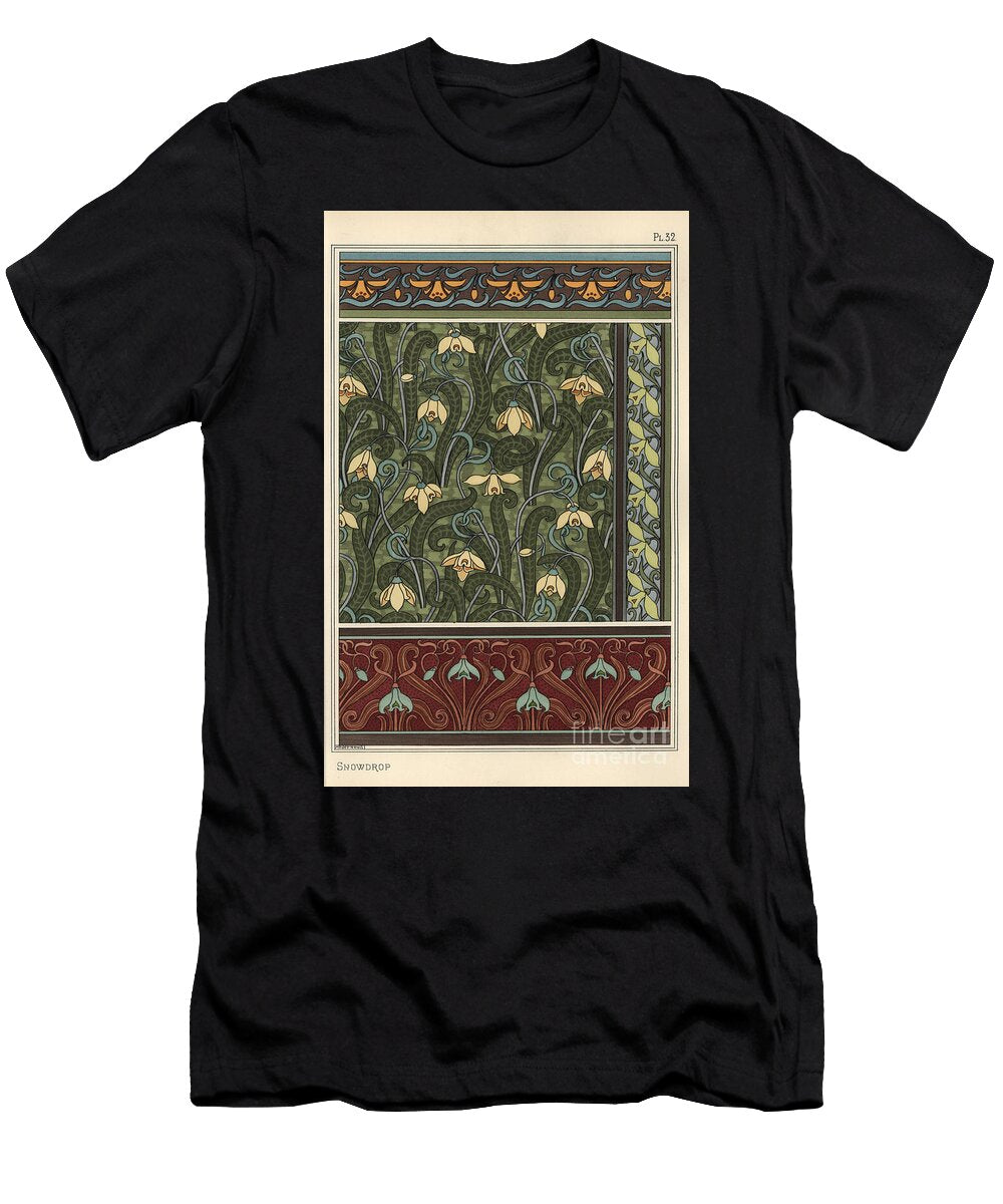 Snowdrop Galanthus Nivalis As Design Motif in Wallpaper Borders and Fabrics 1897 Lithograph Eugene Grasset T-Shirt