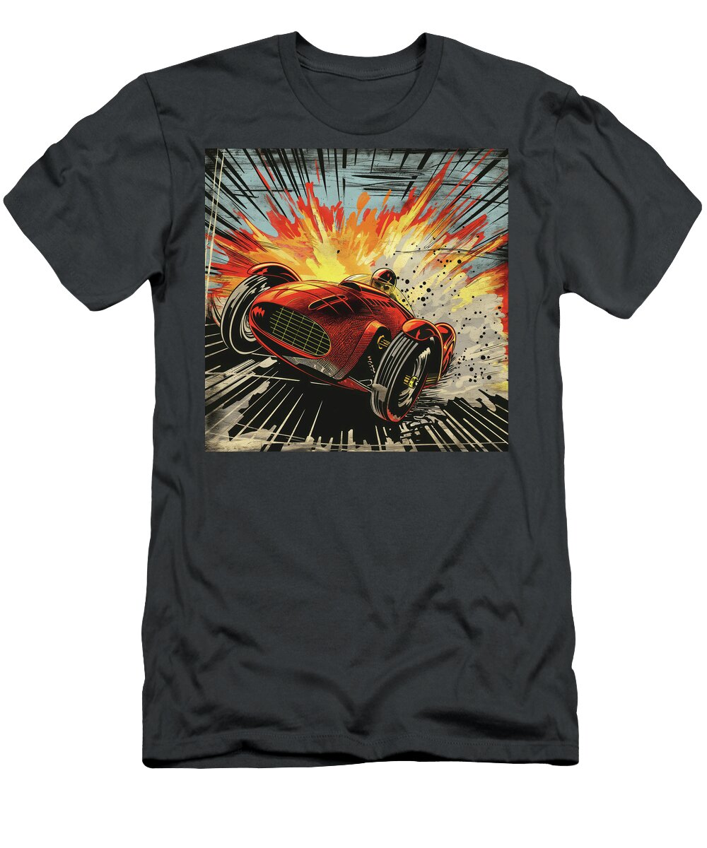 Speeding Red Racecar Comic Book Panel 149 Mad Paperairplanes T-Shirt