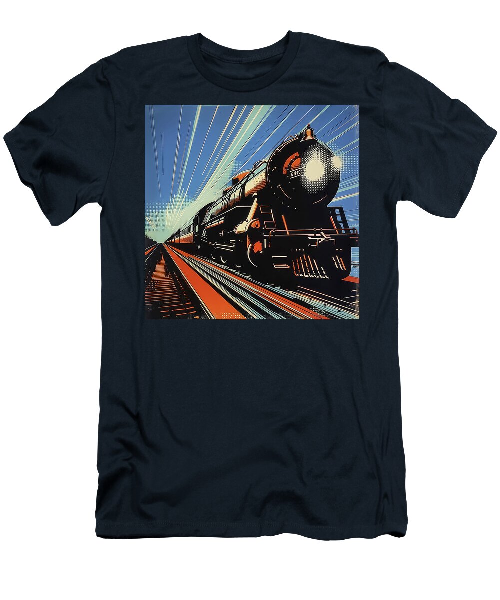 Speeding Train Railroad Comic Book Panel 119 Mad Paperairplanes T-Shirt