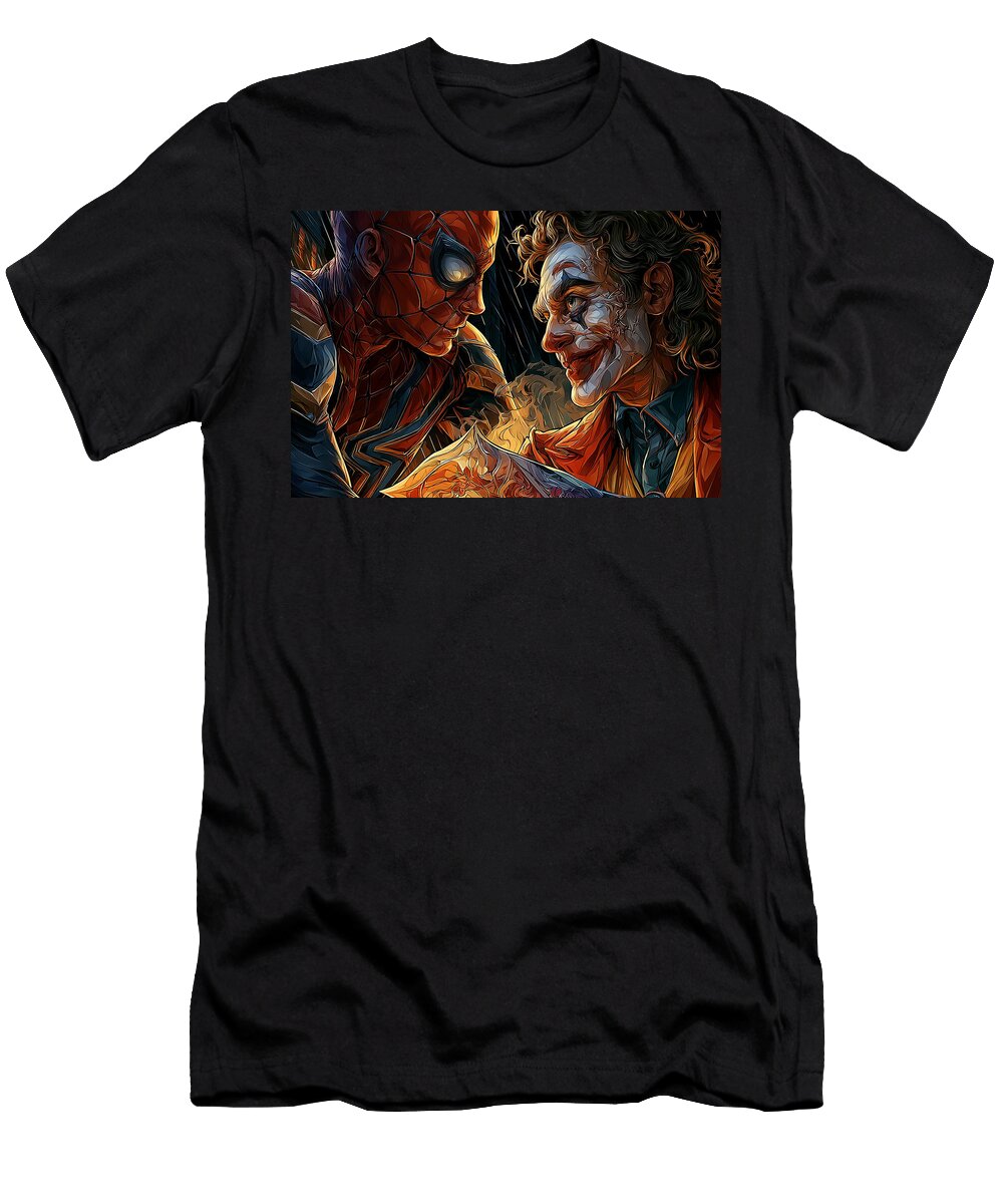 Spider Man and Joker Face Off Kevin Walker and Pixel Reverie T-Shirt