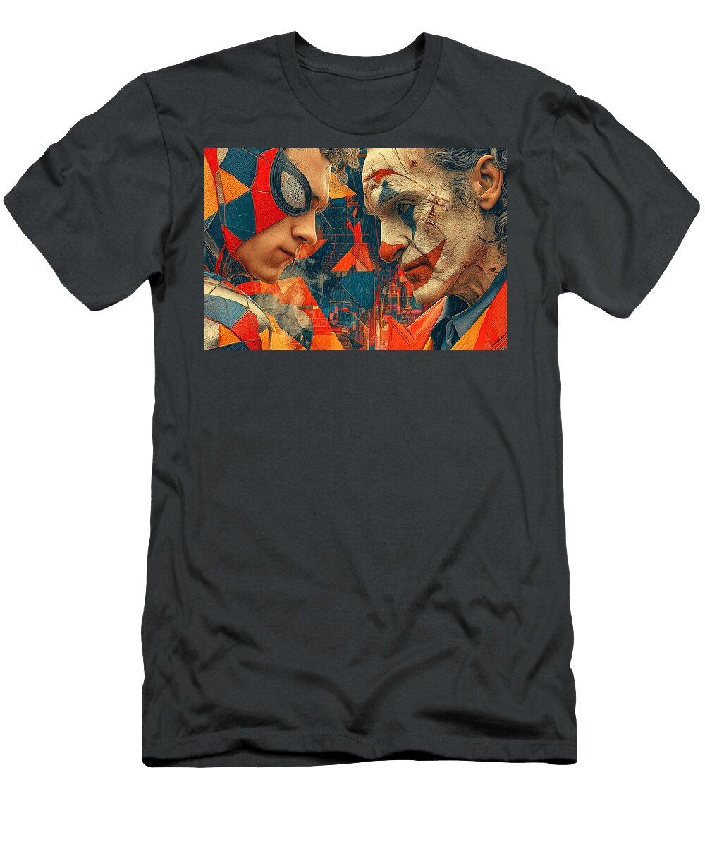 Spider Man and Joker Standoff Kevin Walker and Pixel Reverie T-Shirt