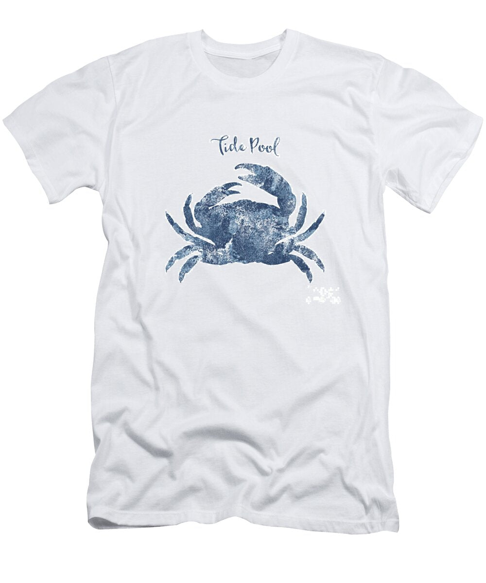 Sponge Painted Crab Tide Pool Silhouette Delft Blue Crab Nautical Art Tina Lavoie T-Shirt