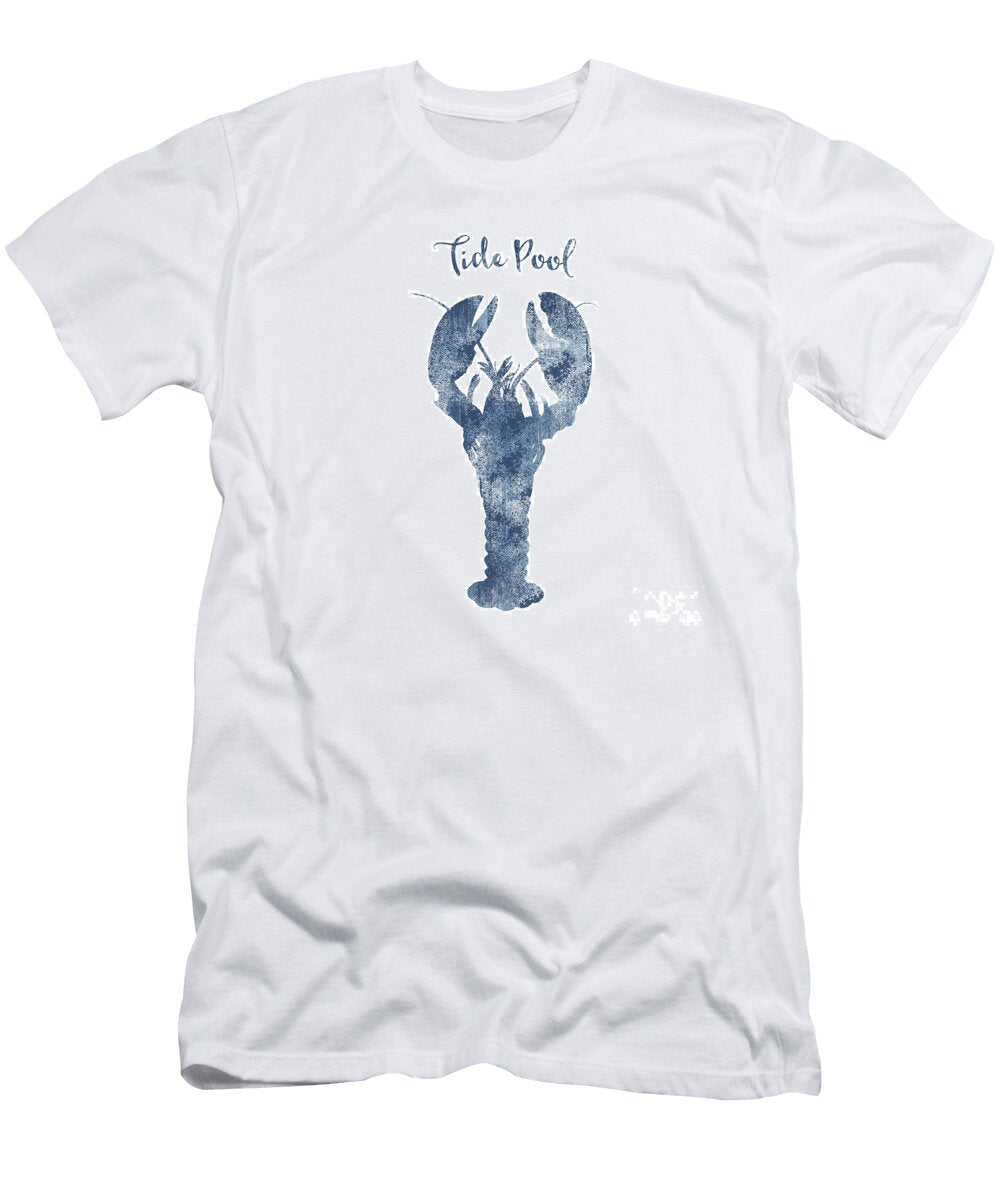 Sponge Painted Lobster Tide Pool Habitat Delft Blue Nautical Art Tina Lavoie T-Shirt