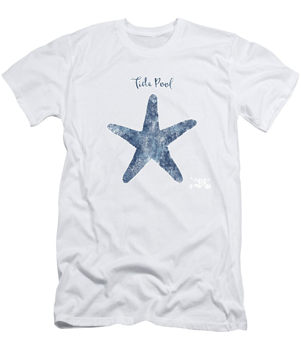 Sponge Painted Starfish Tide Pool Illustration Delft Blue Crab Nautical Art Tina Lavoie T-Shirt