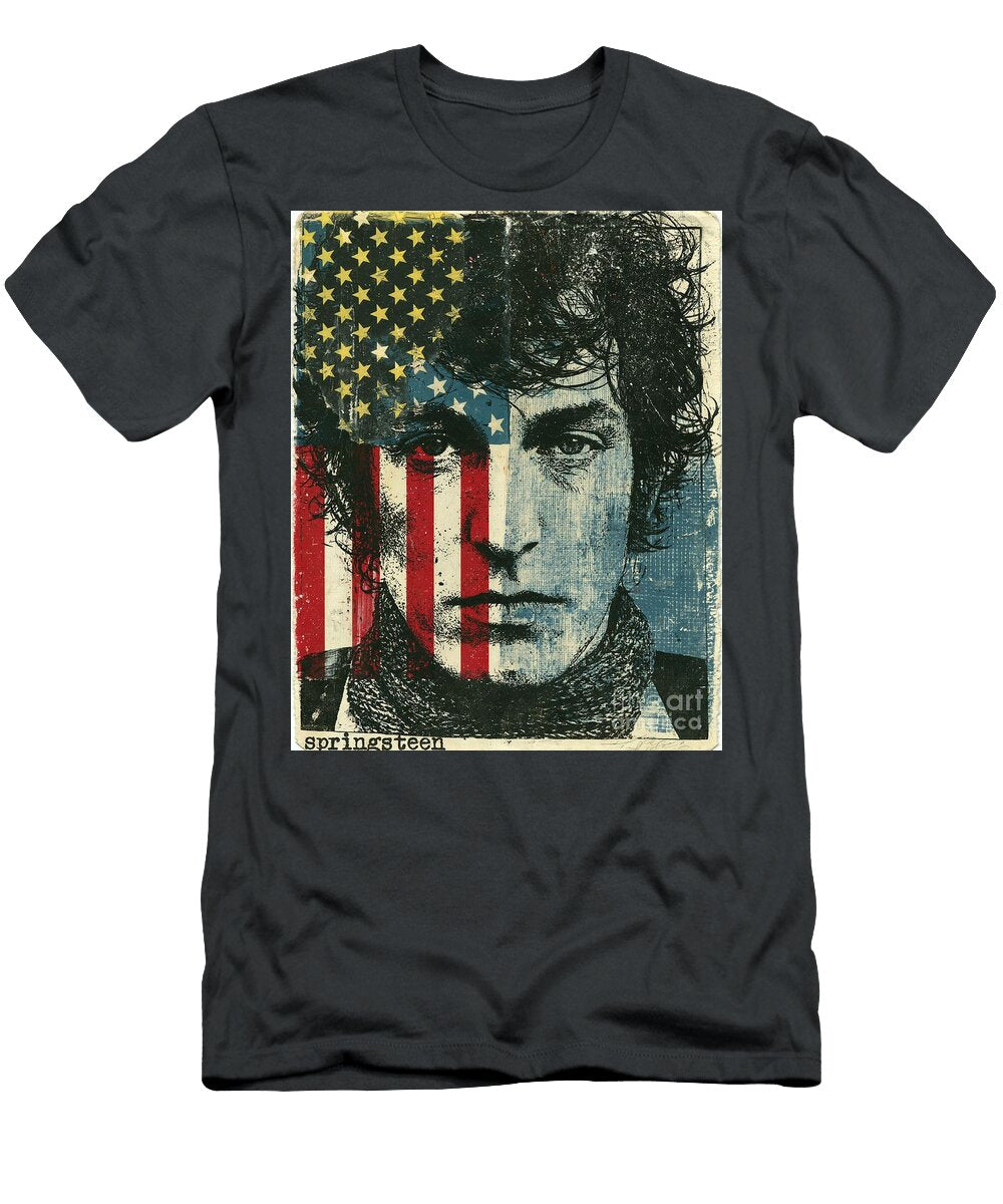 Springsteen American Flag Portrait Kc Jones T-Shirt
