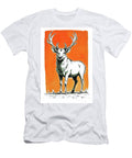 Stag Portrait Illustration with Orange Backdrop Wall Art Prints T-Shirt