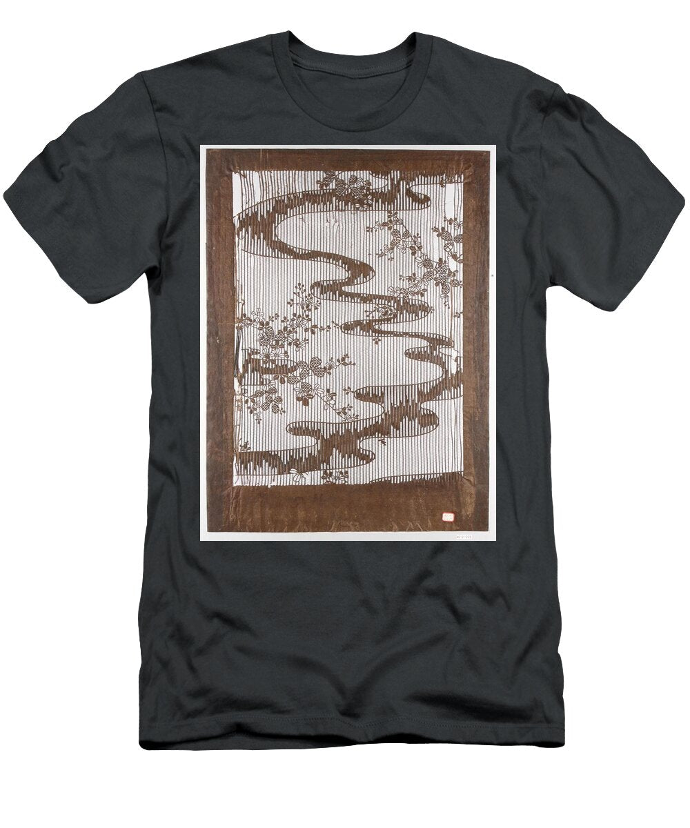 Stencil for Textile with Pattern of Bush Clover and Meandering Stream Motionage Designs T-Shirt