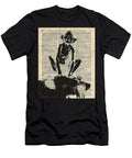 Stencil of Gollumsmeagol Over Old Dictionary Page Jacob Kuch T-Shirt