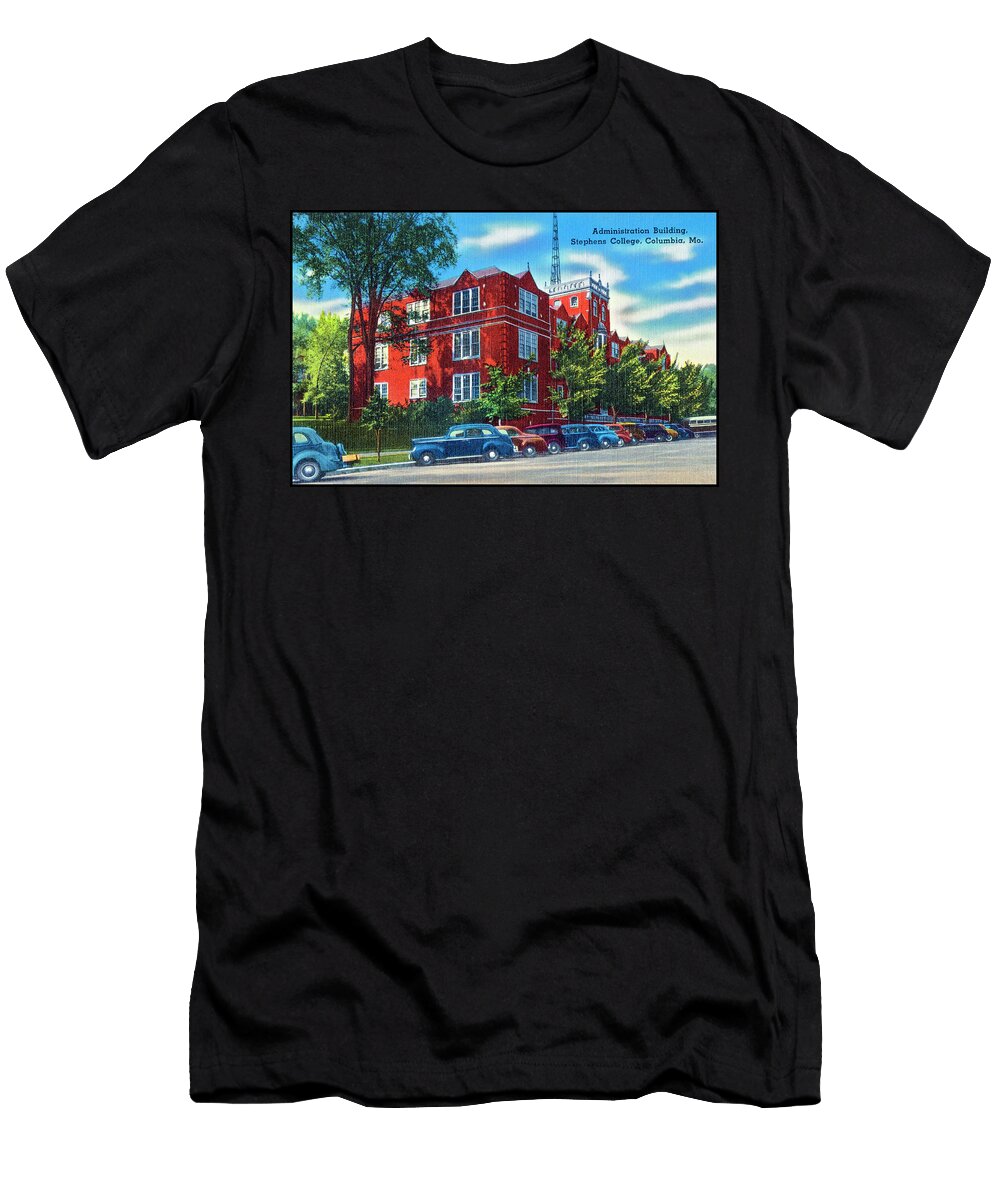 Stephens College Administration Building Columbia Missouri Retro Vintage Poster Carol Japp T-Shirt