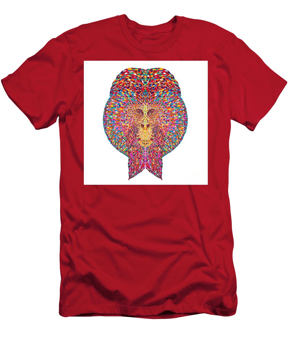 Sumatran Orangutan Head Front View Pointillist Impressionist Pop Art Style Aloysius Patrimonio T-Shirt