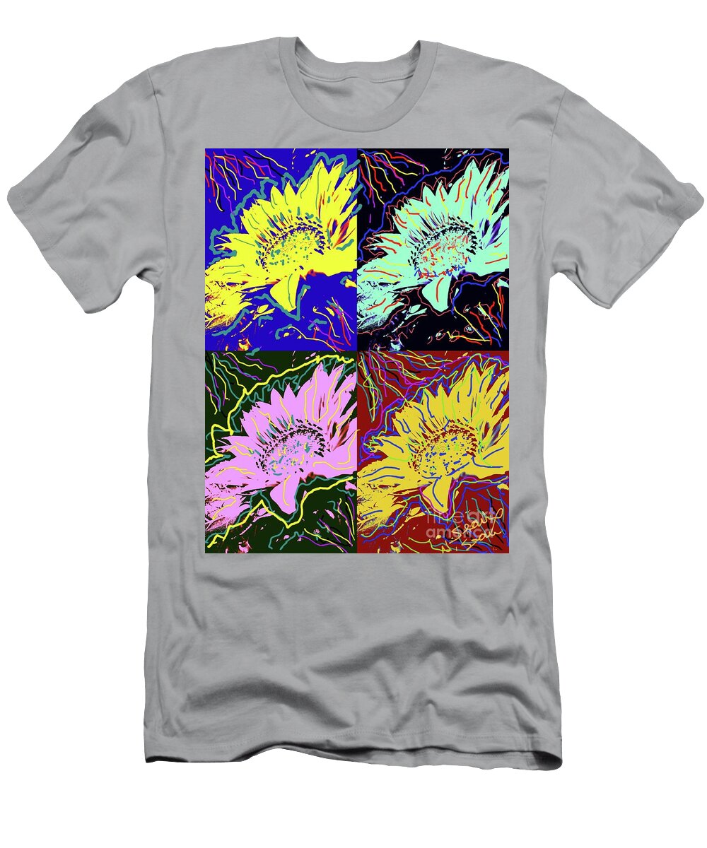Sunflowers in Modified Pop Art Style Seaux N Seau Soileau T-Shirt