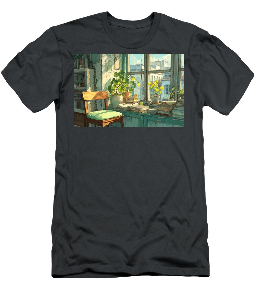 Sunlit Reading Nook with Plants Sasa Sun T-Shirt