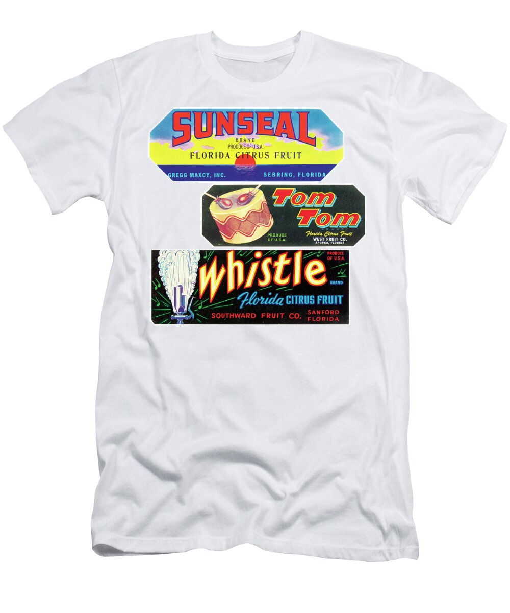 Sunseal Tom Tom Whistle Retro Fruit Crate Labels Sherri Obermark T-Shirt