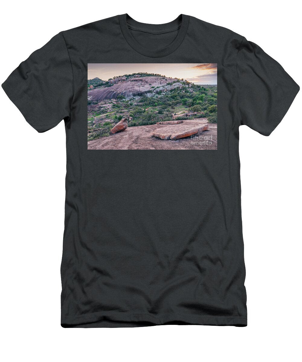 Sunset Over Freshman Mountain From Buzzards Roost Enchanted Rock Fredericksburg Texas Hill Country Silvio Ligutti T-Shirt