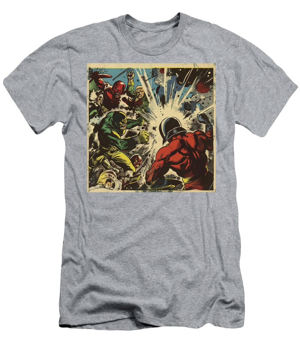 Super Villain Battle Comic Book Panel 128 Mad Paperairplanes T-Shirt