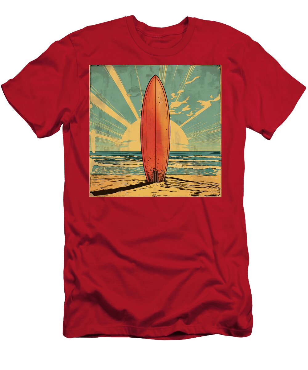 Surfboard on Ocean Beach Comic Book Panel 116 Mad Paperairplanes T-Shirt