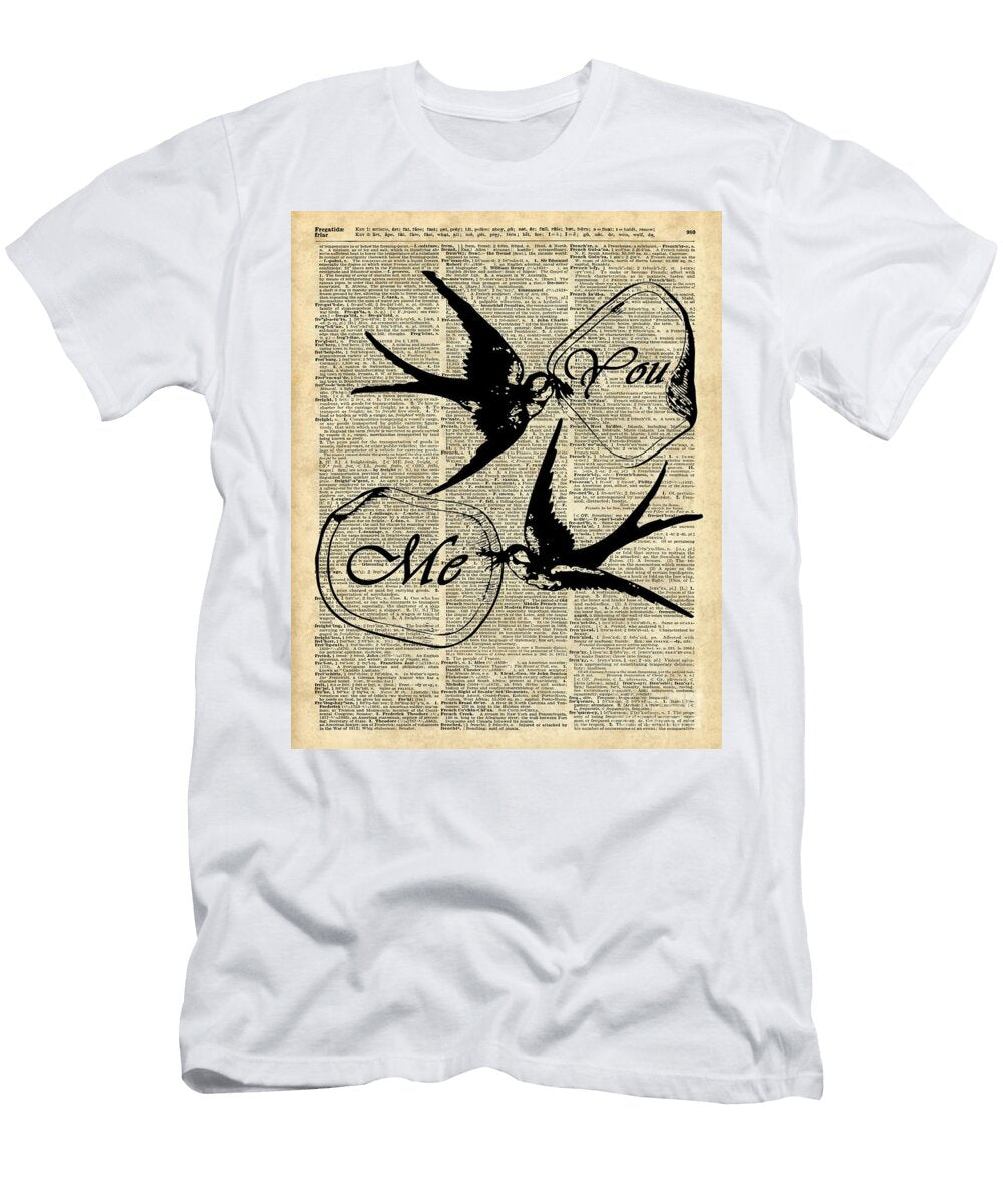 Swallows in Loveflying Birds Vintage Dictionary Art Jacob Kuch T-Shirt