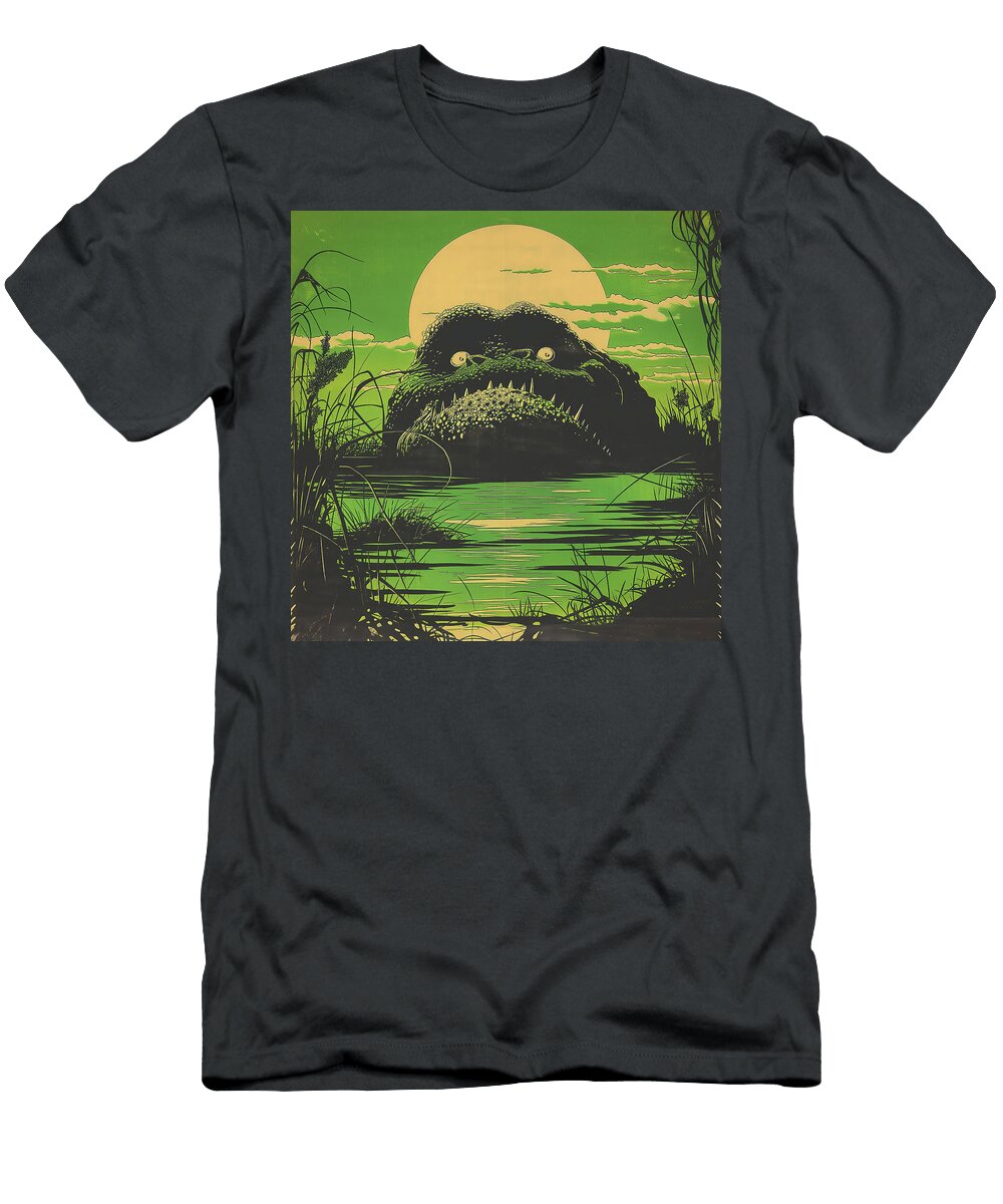Swamp Monster in the Lagoon Comic Book Art 60 Mad Paperairplanes T-Shirt
