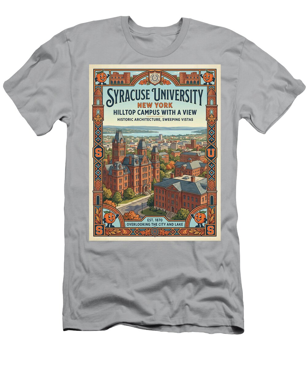 Syracuse University Campus View Iconic Vintage Travel Poster Sampadart Gallery T-Shirt