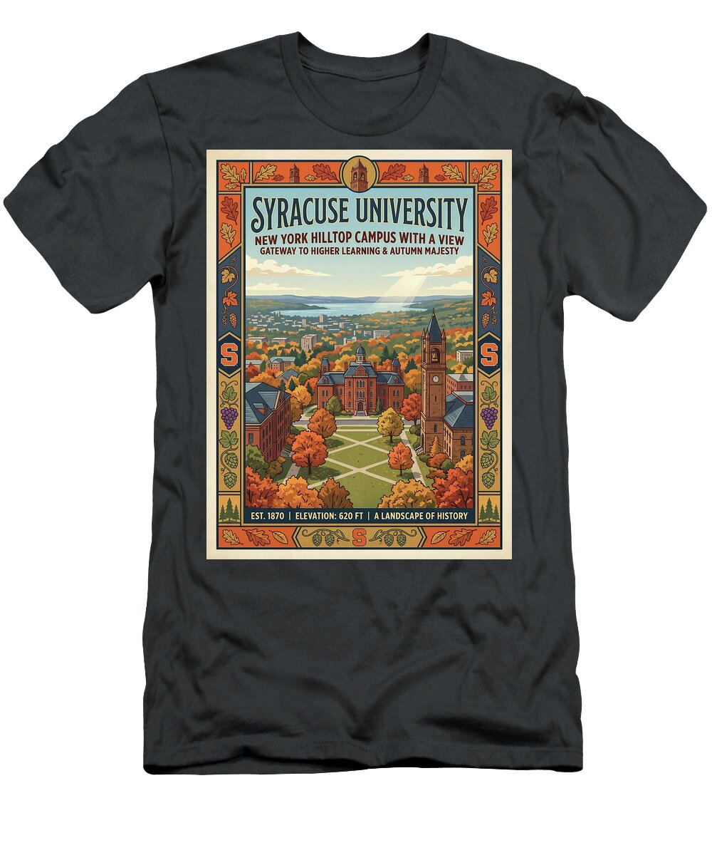 Syracuse University Scenic Campus View Iconic Vintage Travel Poster Sampadart Gallery T-Shirt