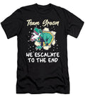 Team Groom We Escalate to the End Dinosaur Unicorn Florian Dold Art T-Shirt