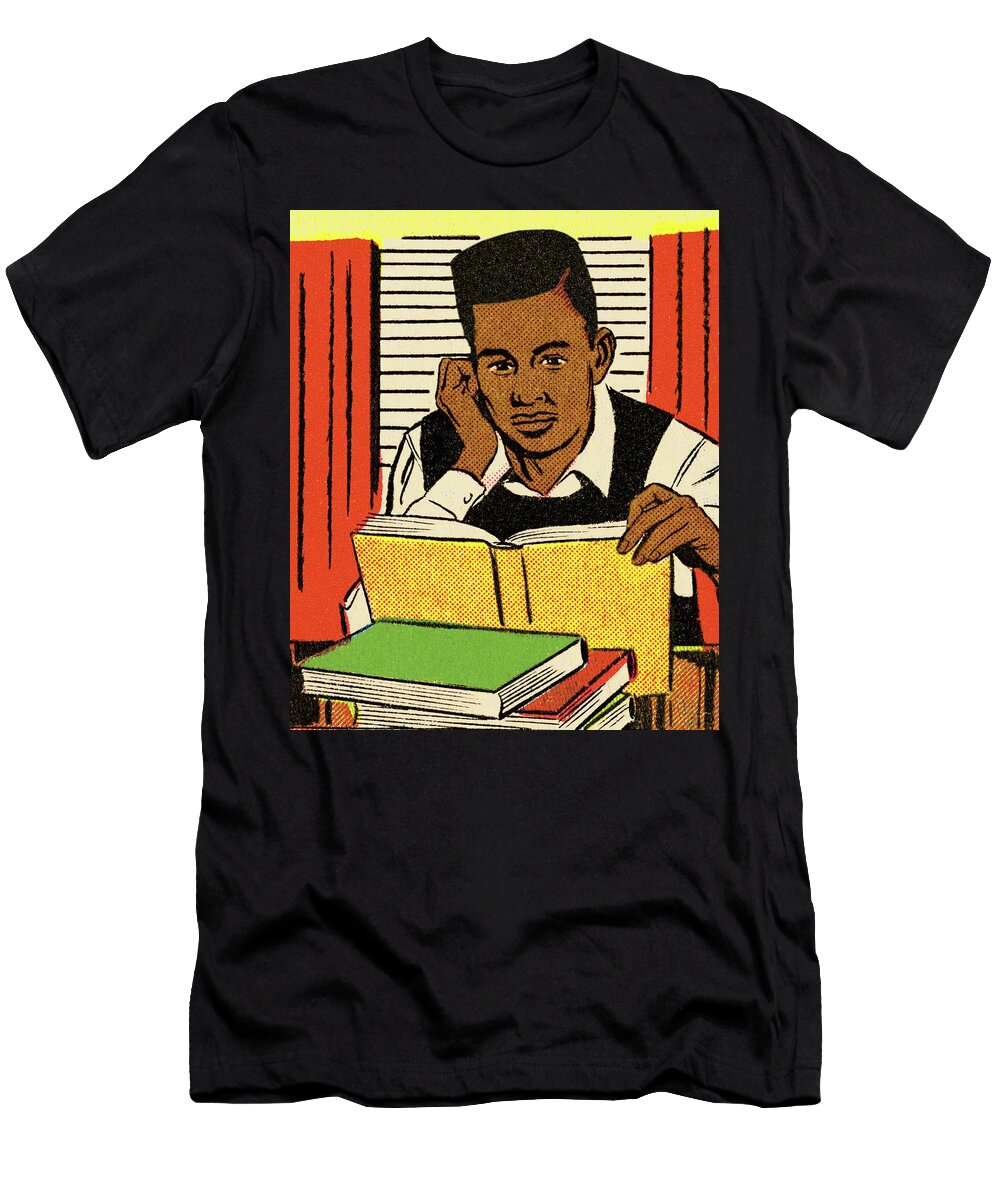 Teen Reading a Book Csa Images T-Shirt