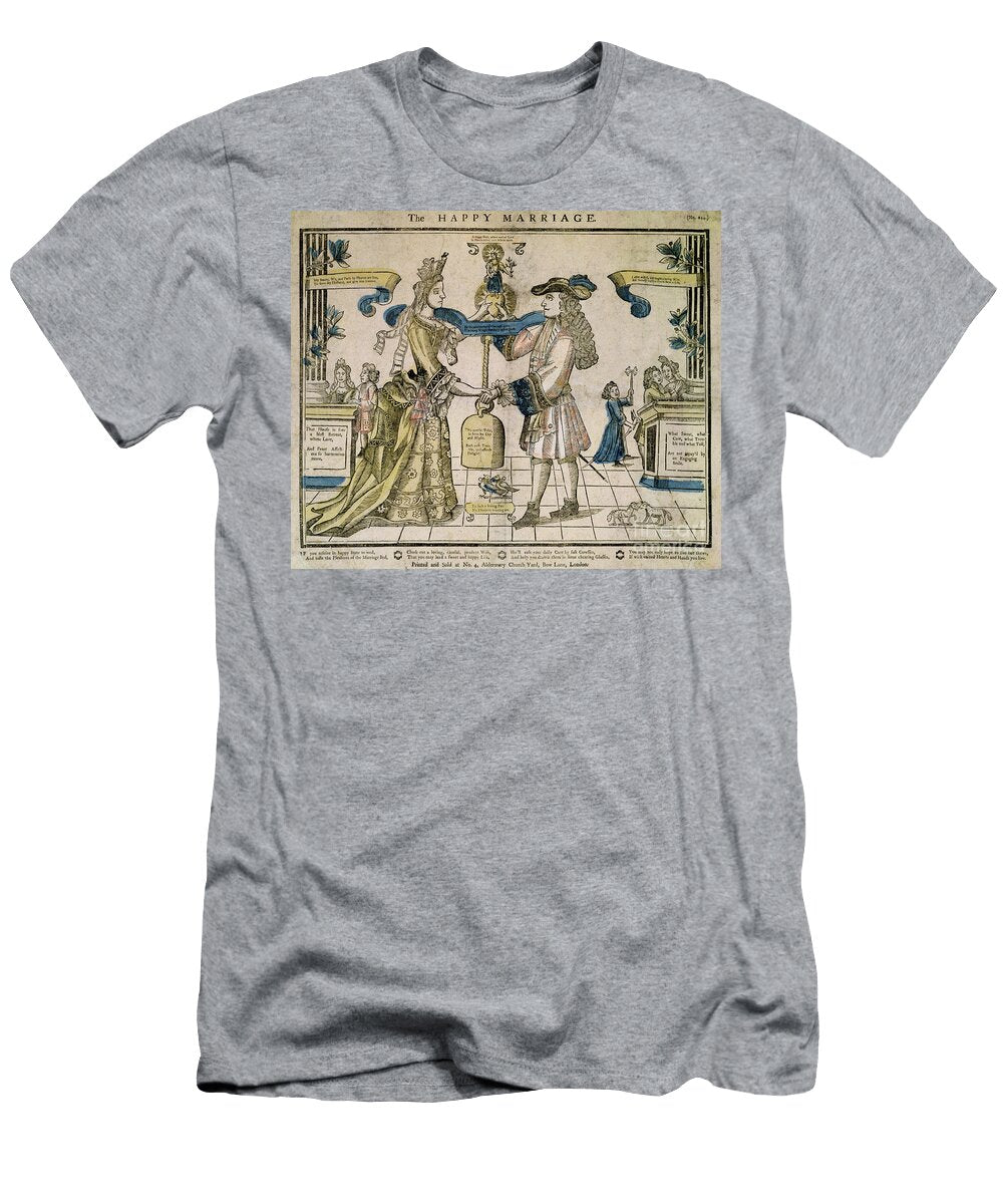 The Happy Marriage Stencil Coloured Woodcut English School T-Shirt