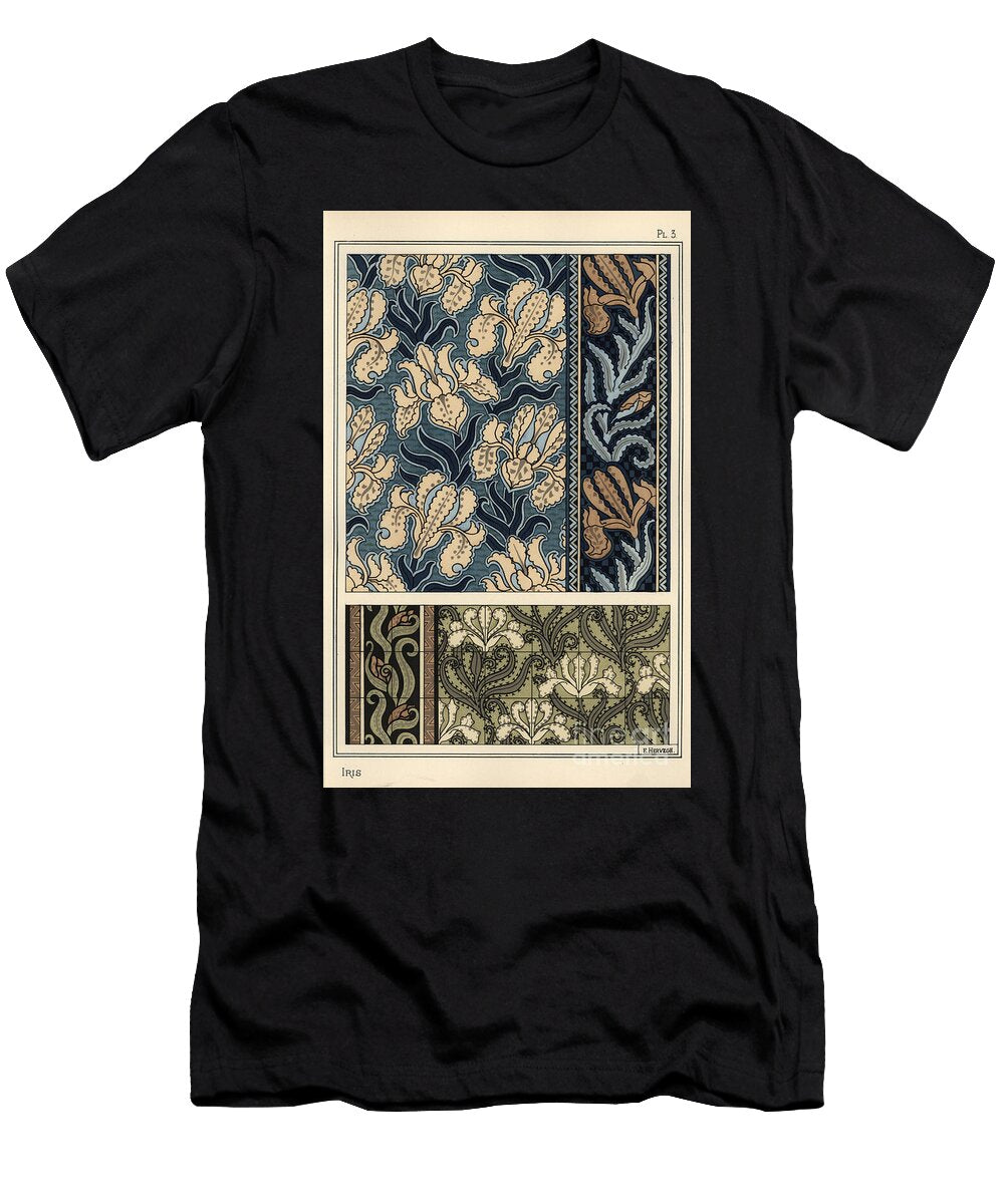 The Iris in Patterns for Fabrics and Tiles 1897 Lithograph Eugene Grasset T-Shirt