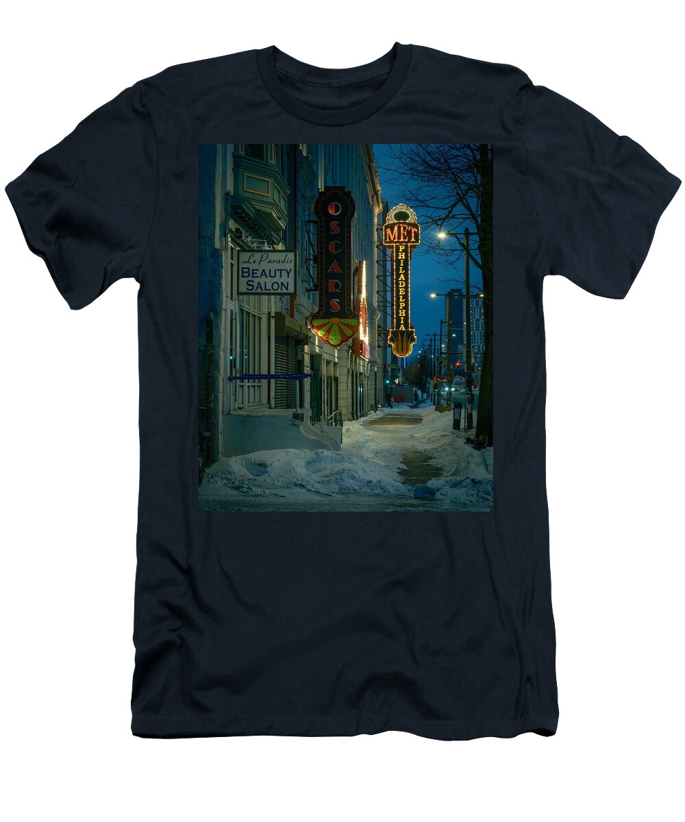The Met in Snow Philadelphia Jon Bilous T-Shirt