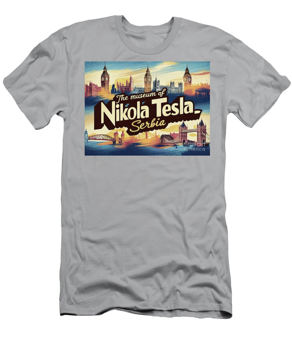 The Museum of Nikola Tesla Serbia 90s Eldre Delvie T-Shirt