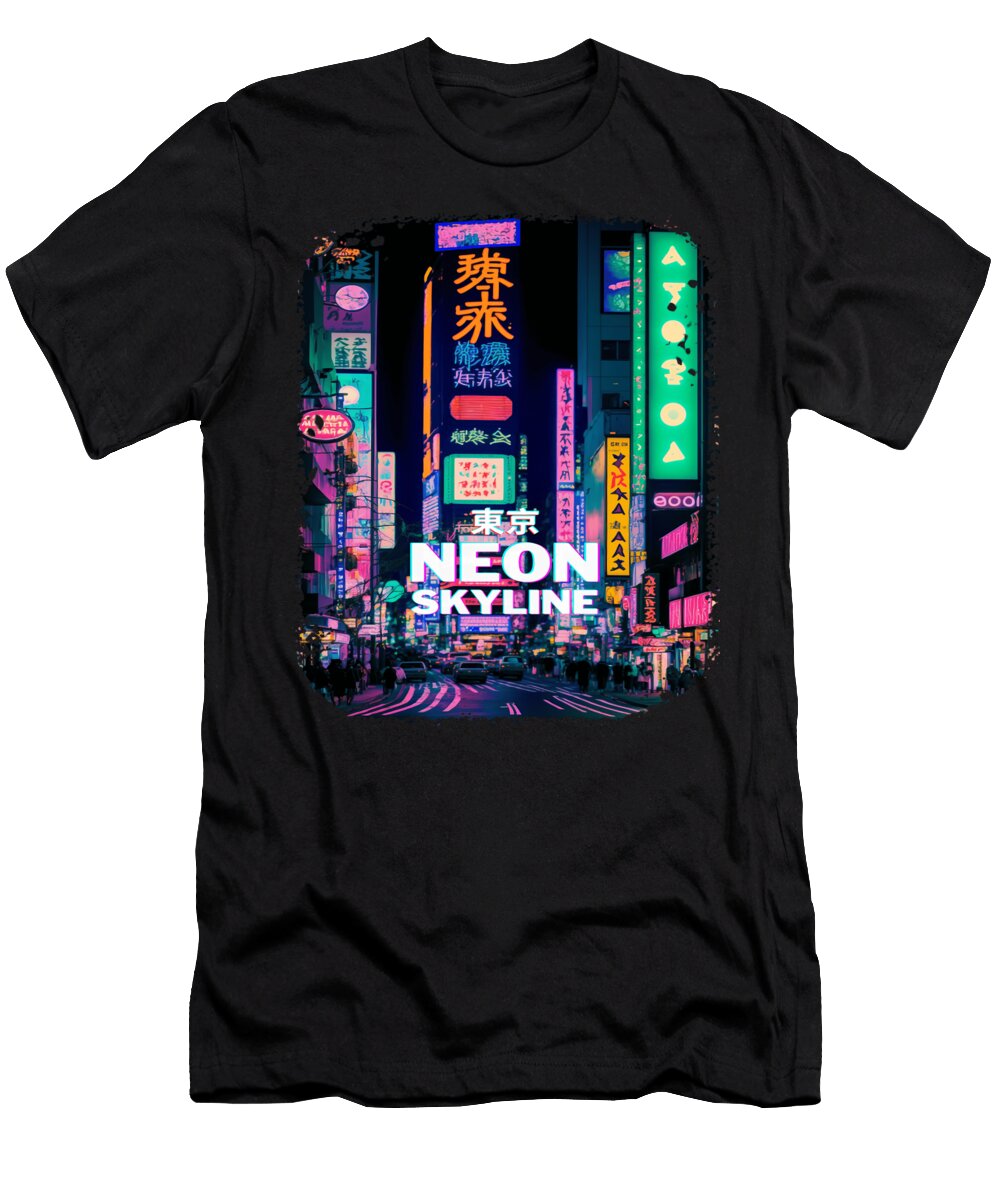 The Neon Skyline of Tokyo Sushi Sensations Galore Mizorey T-Shirt