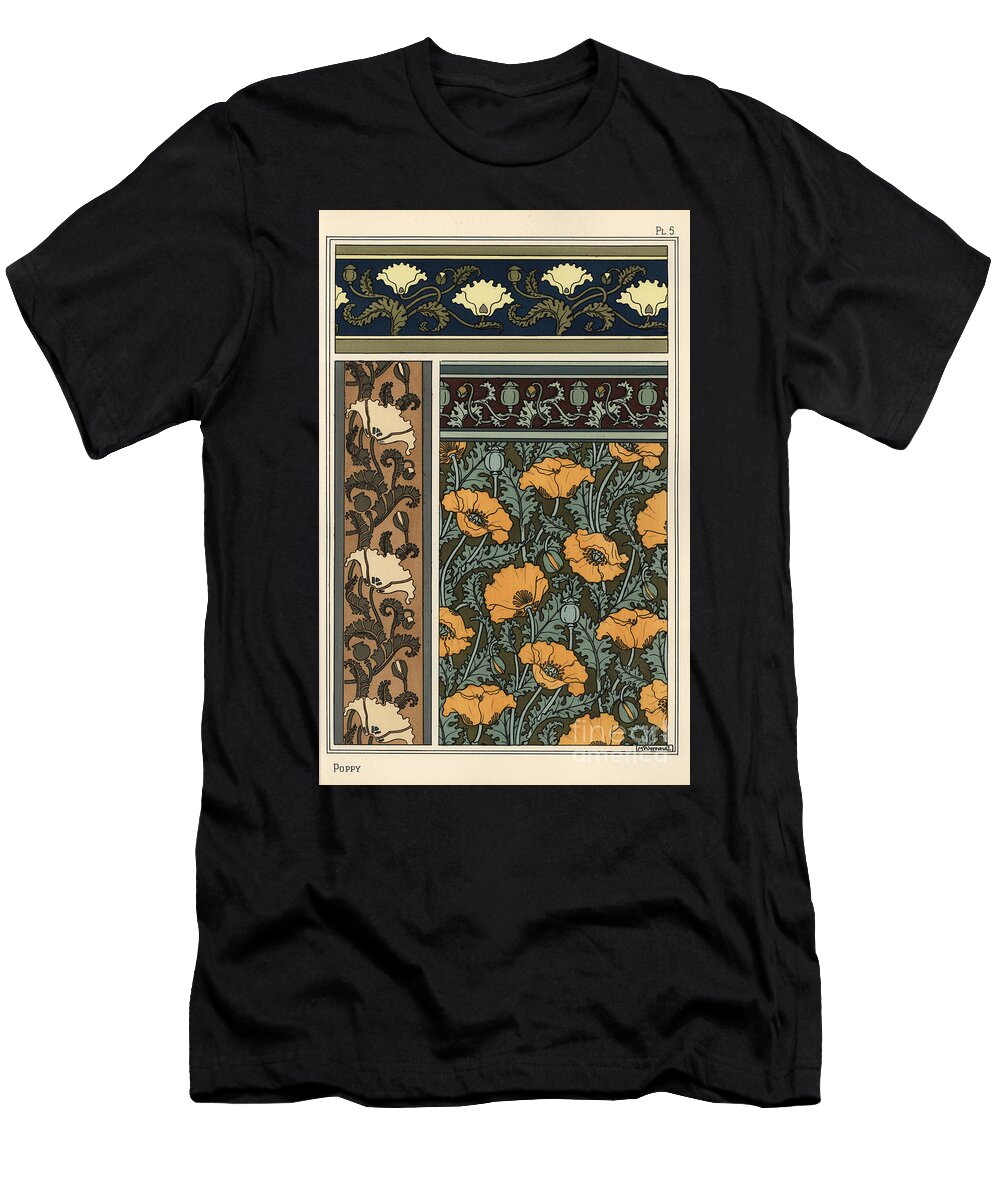 The Poppy Papaver Somniferum in Wallpaper and Fabric Patterns Eugene Grasset T-Shirt