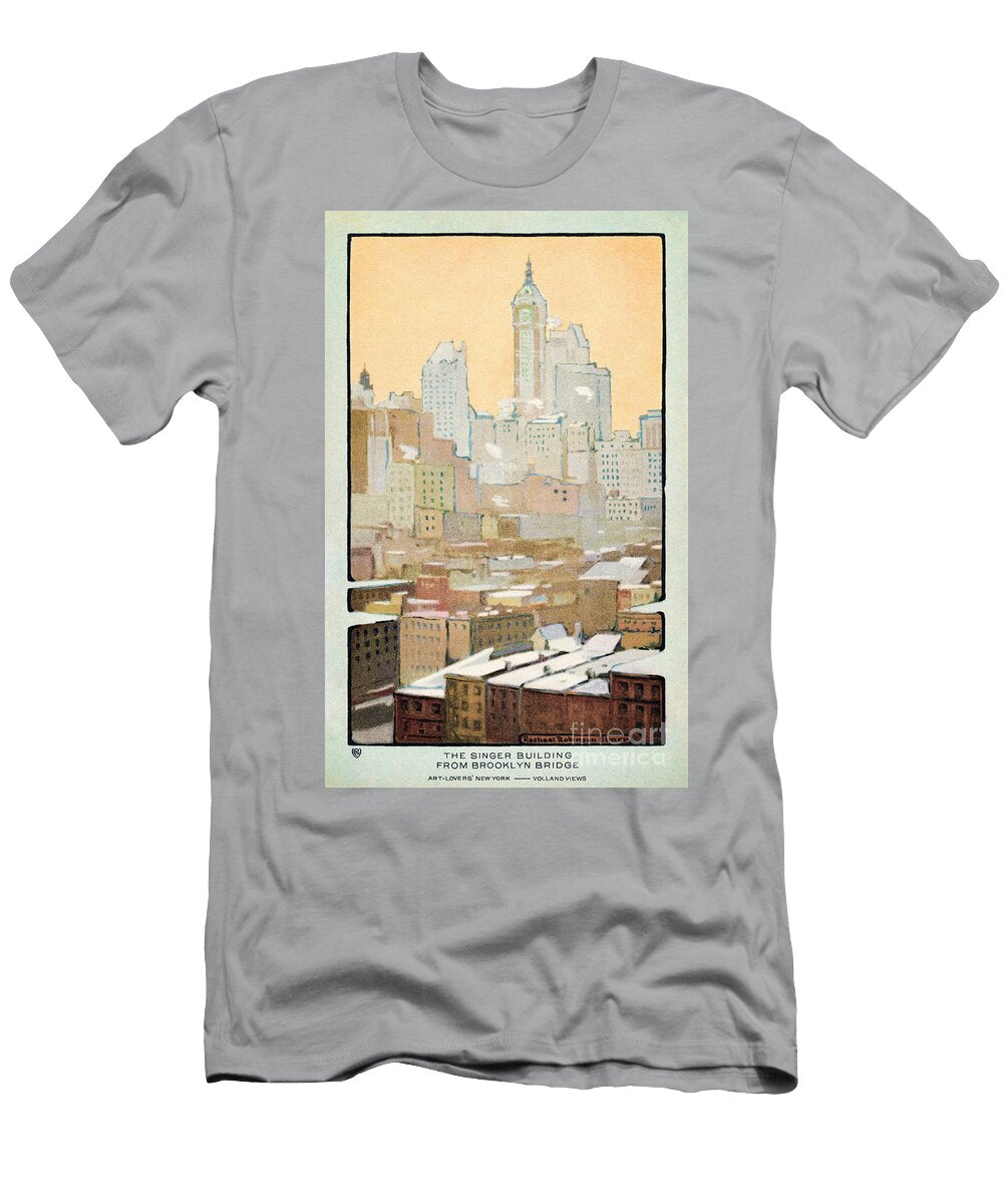 The Singer Building From Brooklyn Bridge Diane Hocker T-Shirt