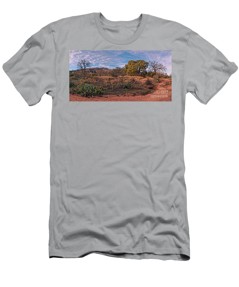 The Trail Beckons Wispy Clouds Over Enchanted Rock Fredericksburg Gillespie County Central Texas Silvio Ligutti T-Shirt