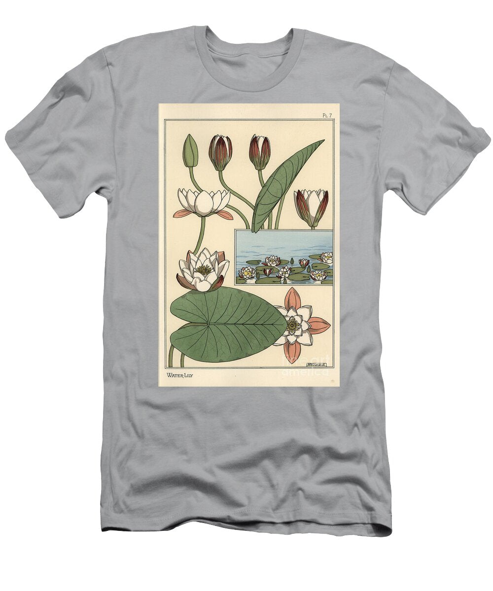 The Water Lily Nelumbo Lutea and Flower Parts 1897 Lithograph Eugene Grasset T-Shirt