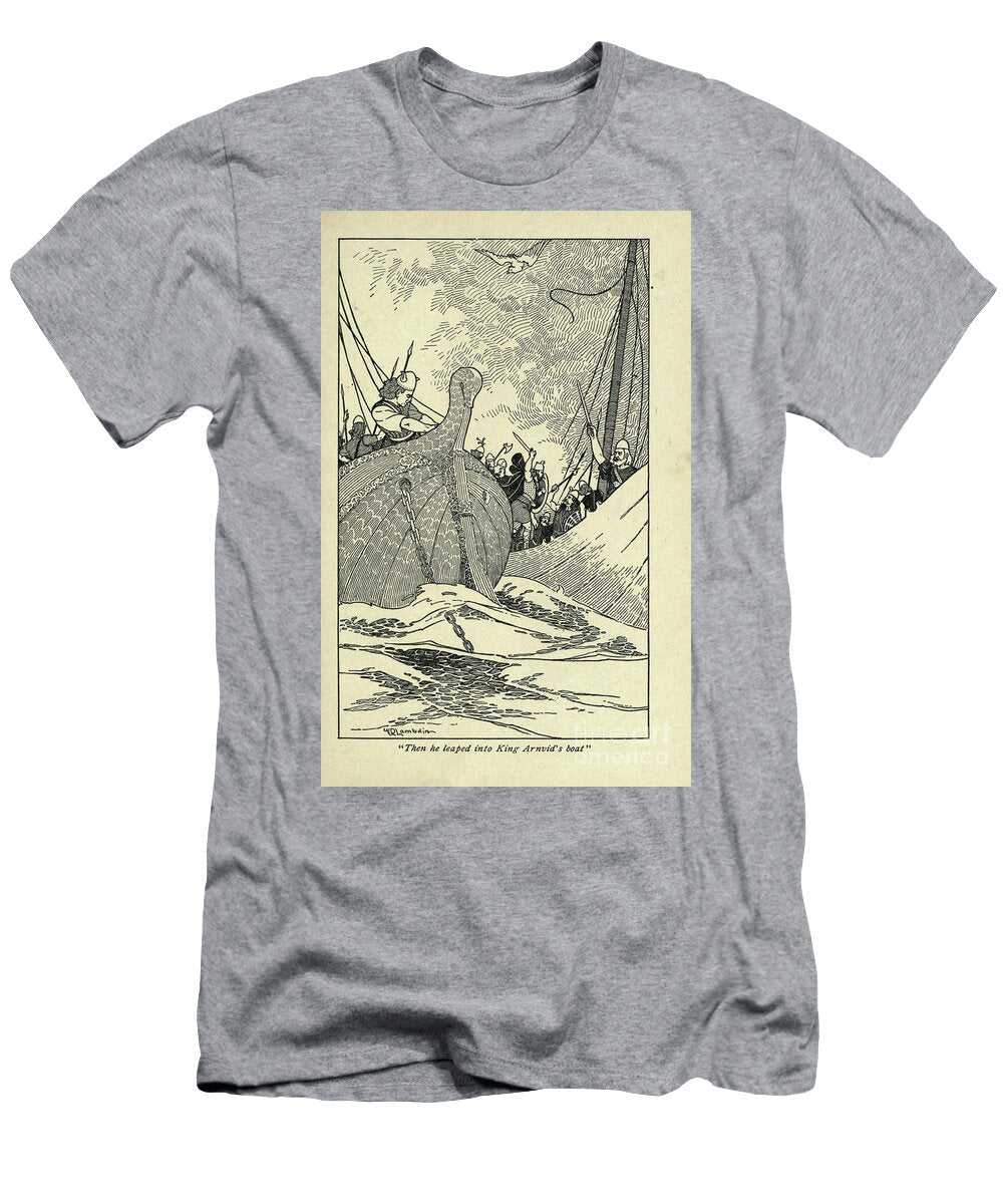 Then He Leaped Into King Arnvids Boat L3 Historic Illustrations T-Shirt