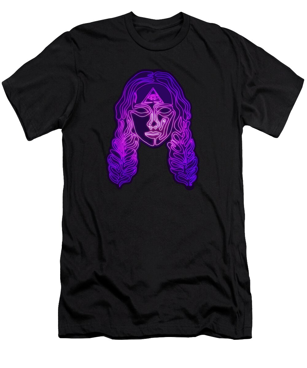 Third Eye Face Line Doodle 03 Serena King T-Shirt