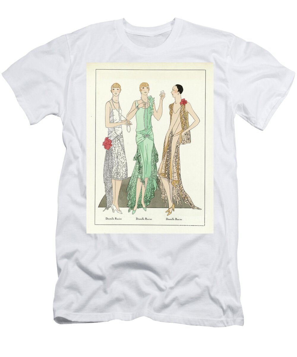 Three Designs for Lace Dresses C1923 French School T-Shirt