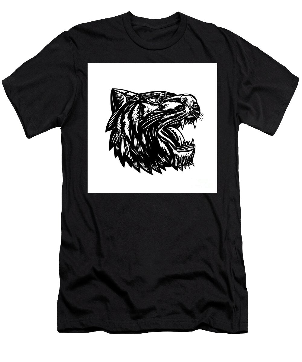 Tiger Growling Scratchboard Aloysius Patrimonio T-Shirt