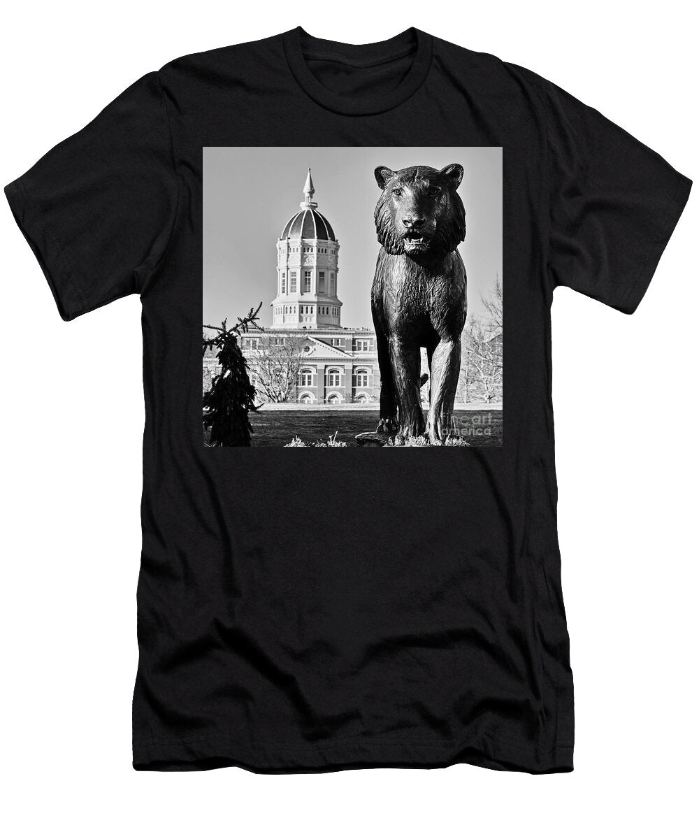 Tiger Statue and Jesse Hall University of Missouri Black and White Dmr Filho T-Shirt