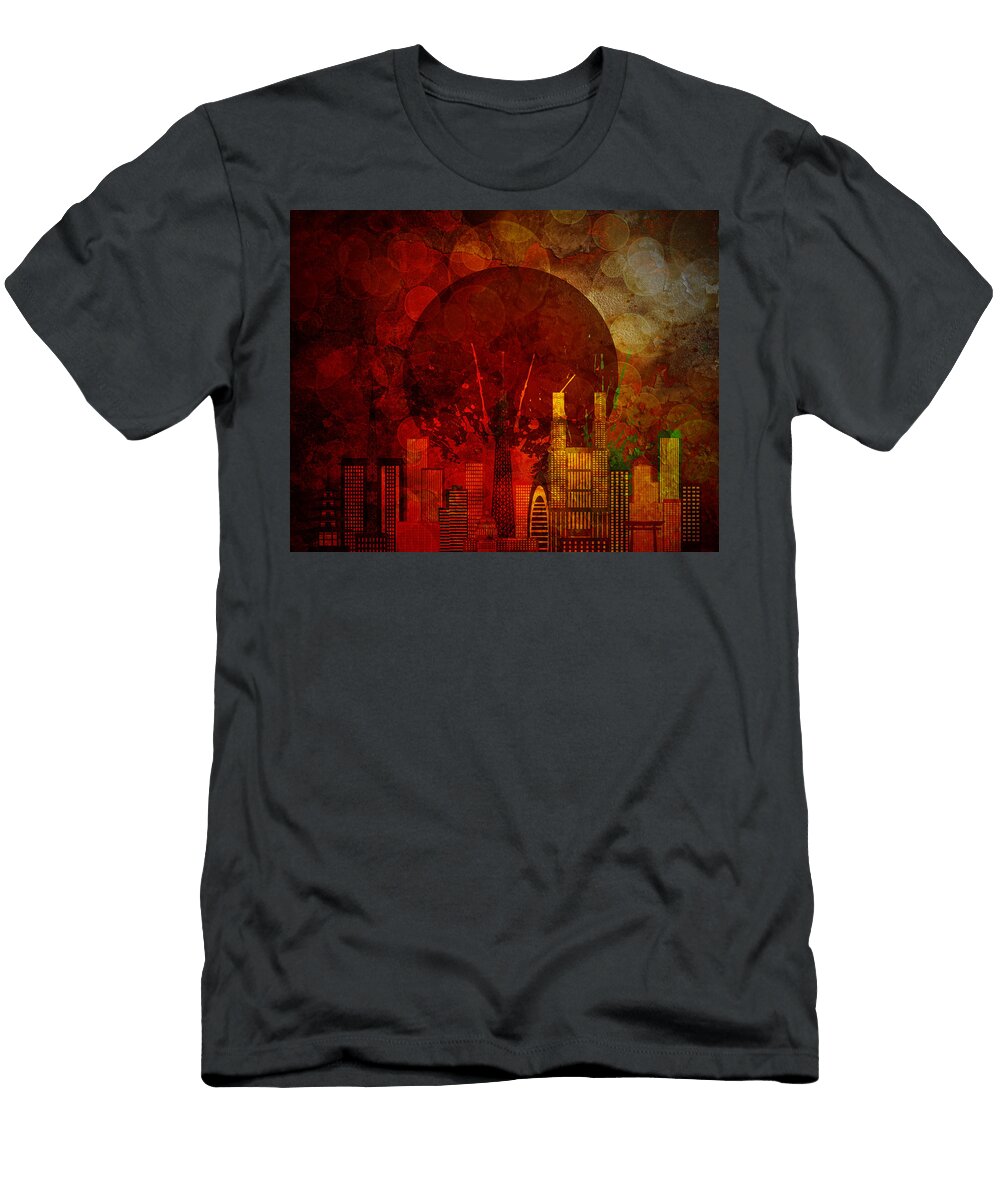 Tokyo Skyline Japan Flag Grunge Background Illustration Jit Lim T-Shirt