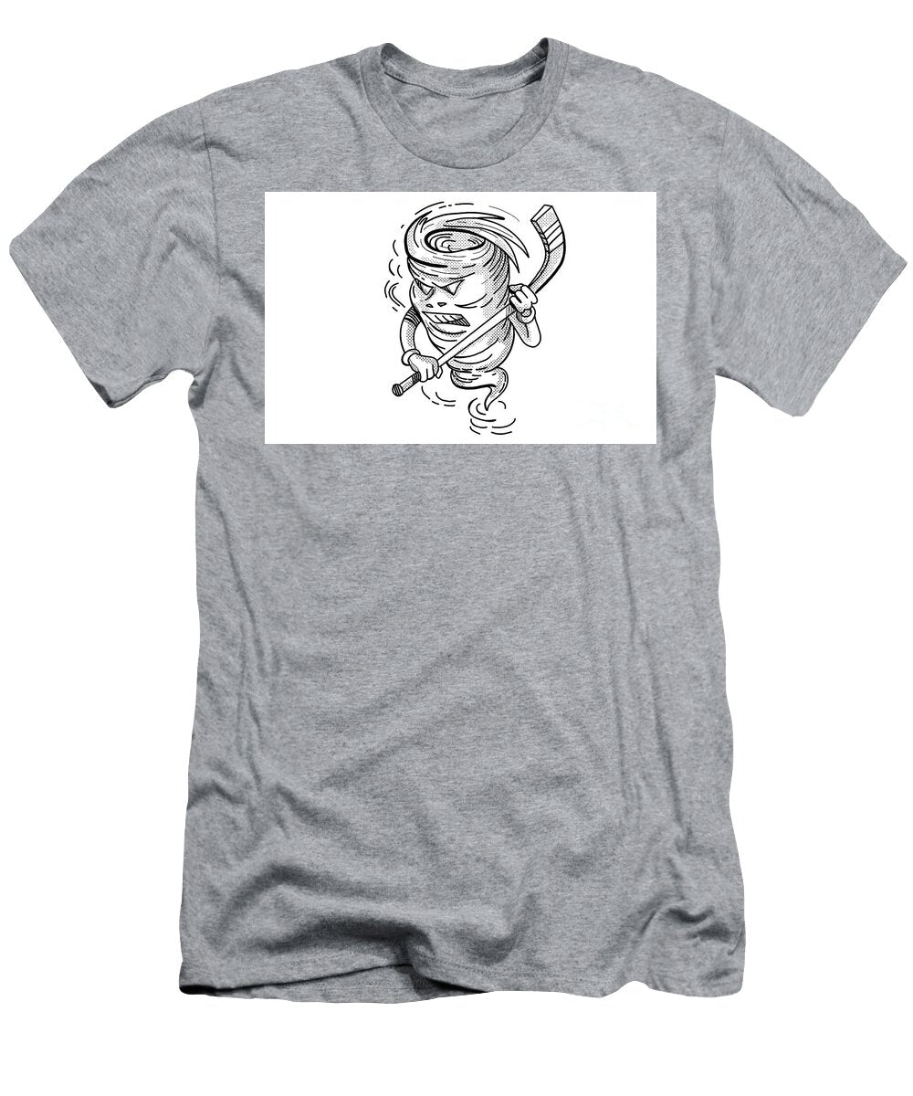 Tornado with Ice Hockey Stock Cartoon Aloysius Patrimonio T-Shirt