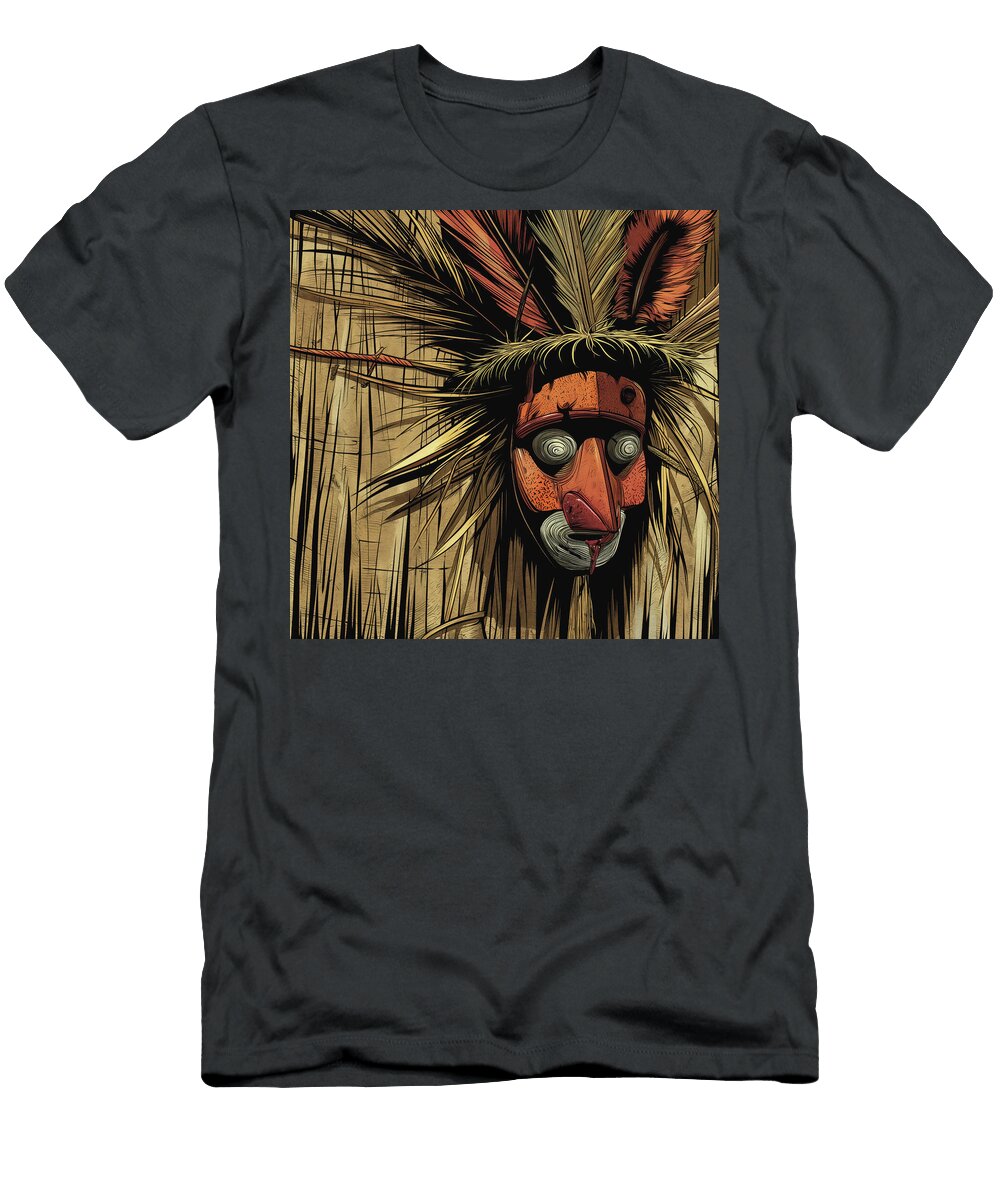 Tribal Mask Comic Book Panel 100 Mad Paperairplanes T-Shirt