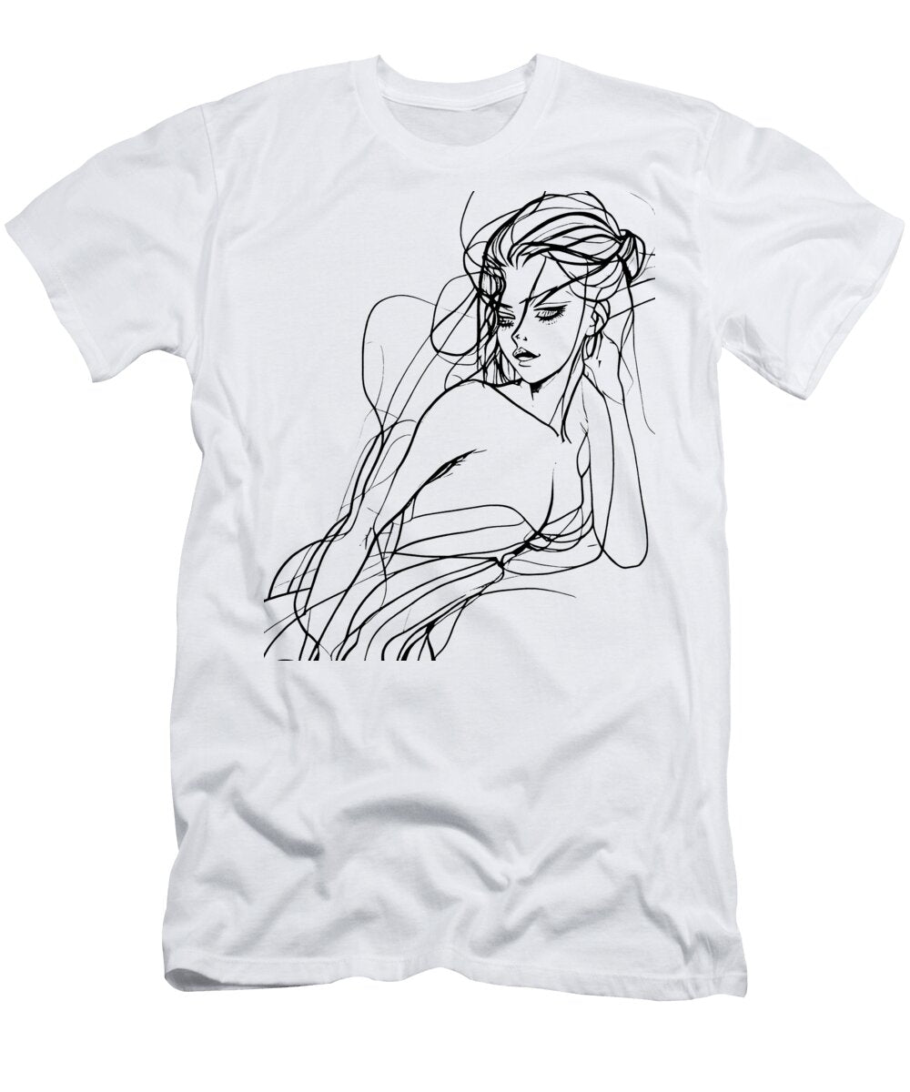 Twerking Girl Modern Nude Line Drawing Woman Booty Print Printable Erotic Pose Minimalist Sexy Mounir Khalfouf T-Shirt