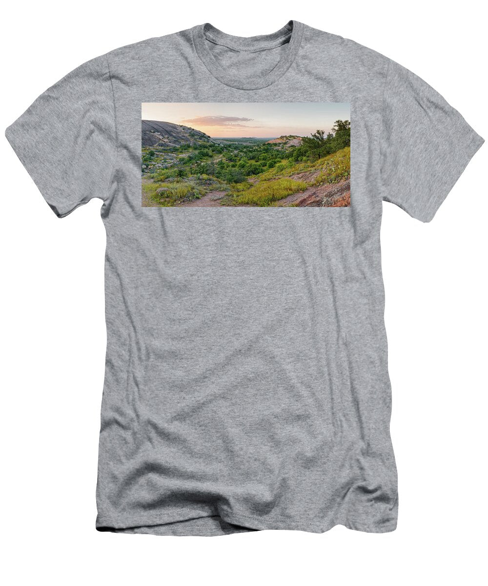 Twilight Panorama of Enchanted Rock Landscape From Turkey Peak Fredericksburg Texas Hill Country Silvio Ligutti T-Shirt