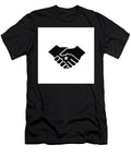 Two Hands in Business Handshake with Star in the Center Retro Style Black and White Aloysius Patrimonio T-Shirt