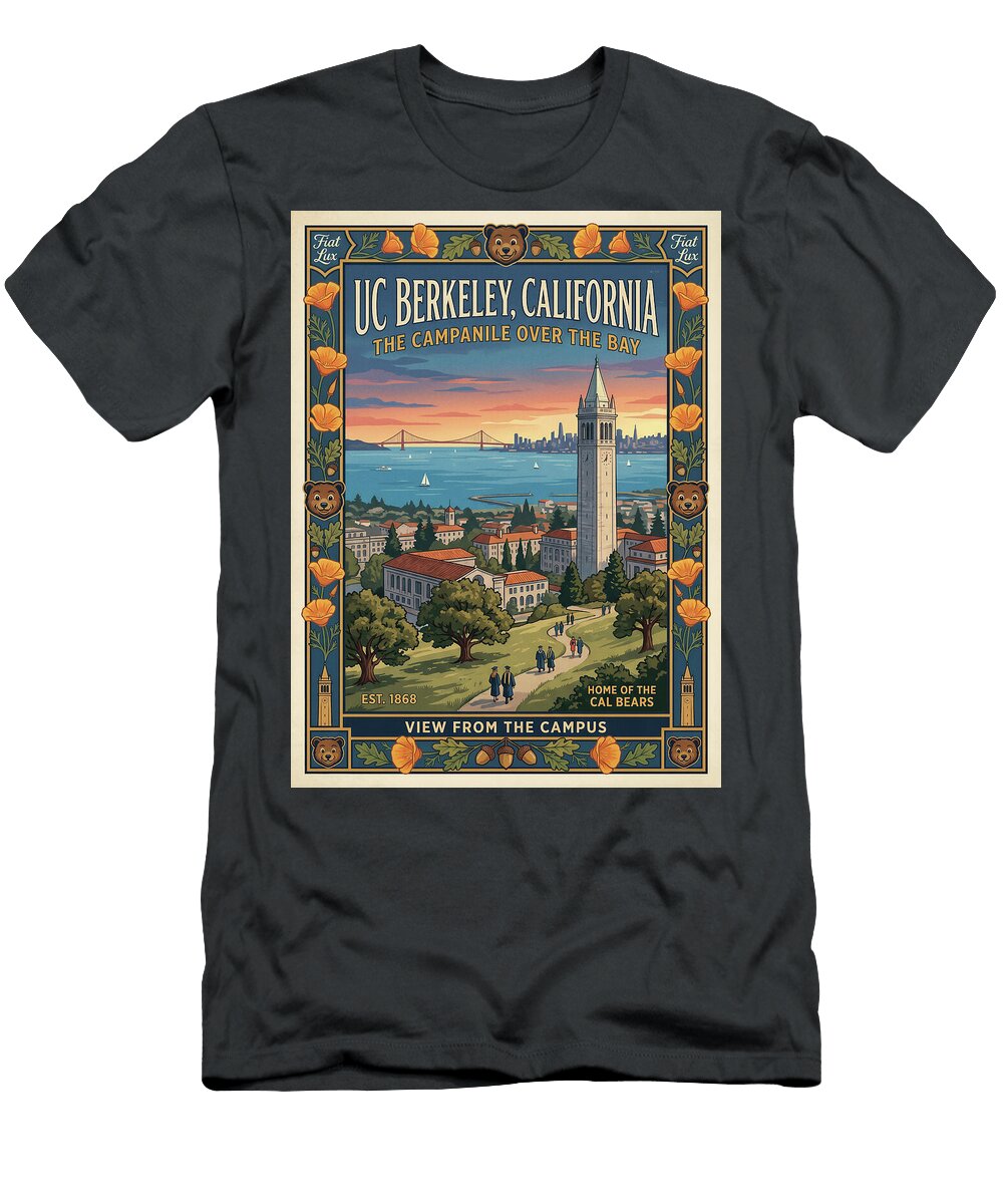 Uc Berkeley Campus Bay View Iconic Vintage Travel Poster Sampadart Gallery T-Shirt