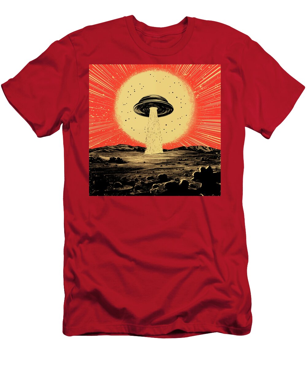 Ufo Landing in the Desert Comic Book Art 51 Mad Paperairplanes T-Shirt
