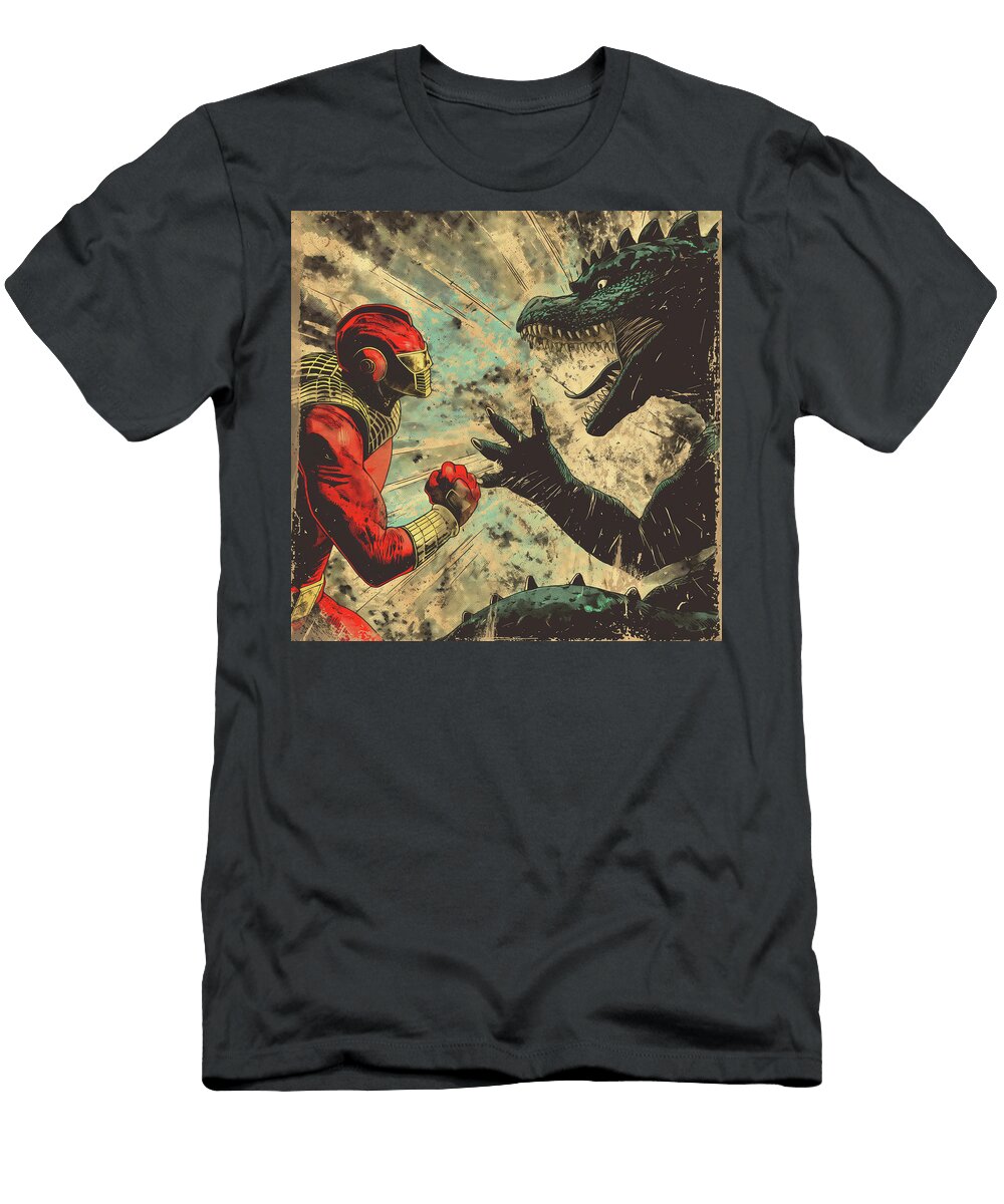 Ultraman Vs Kaiju Comic Book Panel 99 Mad Paperairplanes T-Shirt